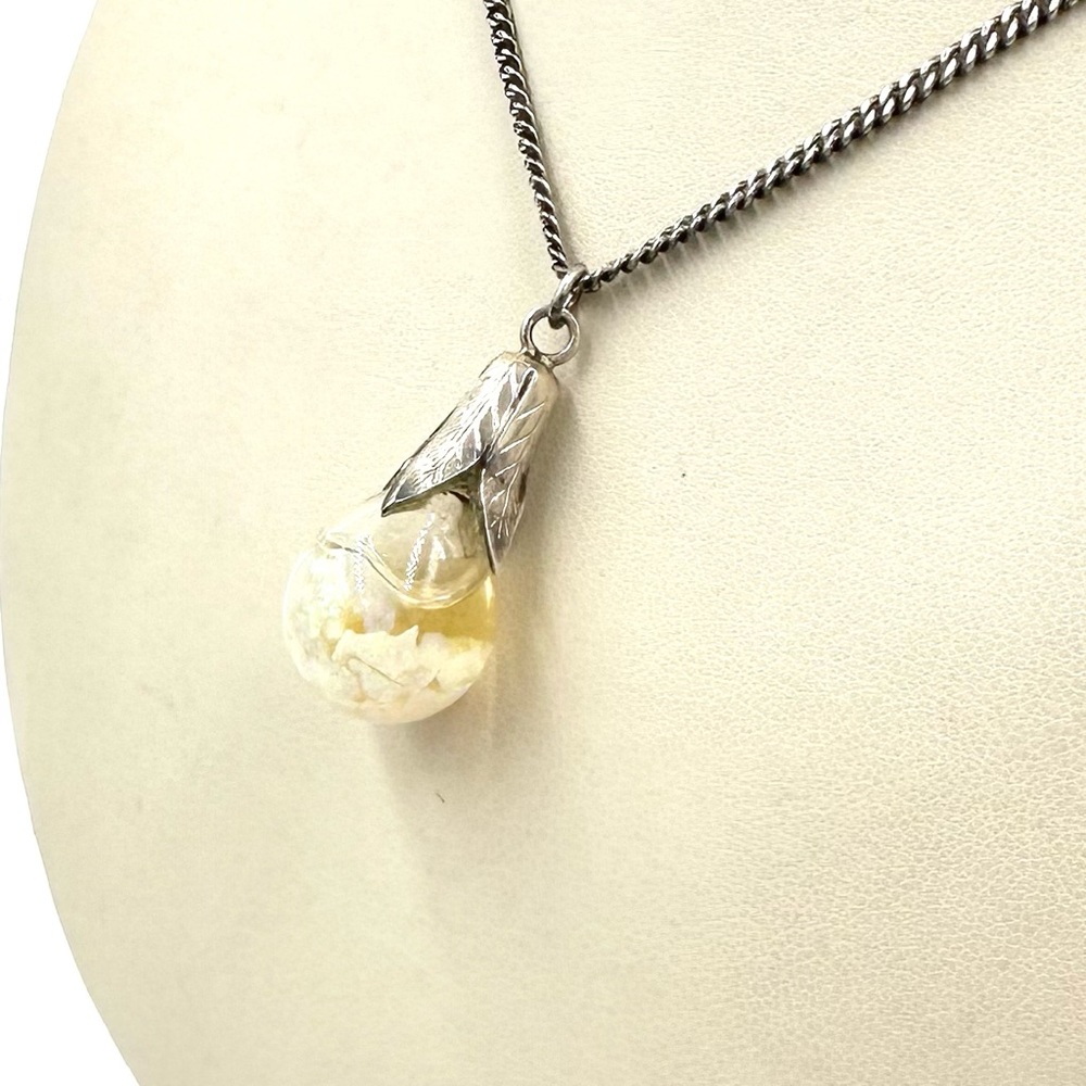 Vintage Sterling Silver Floating Opal Pendant Necklace - Picture 9 of 9